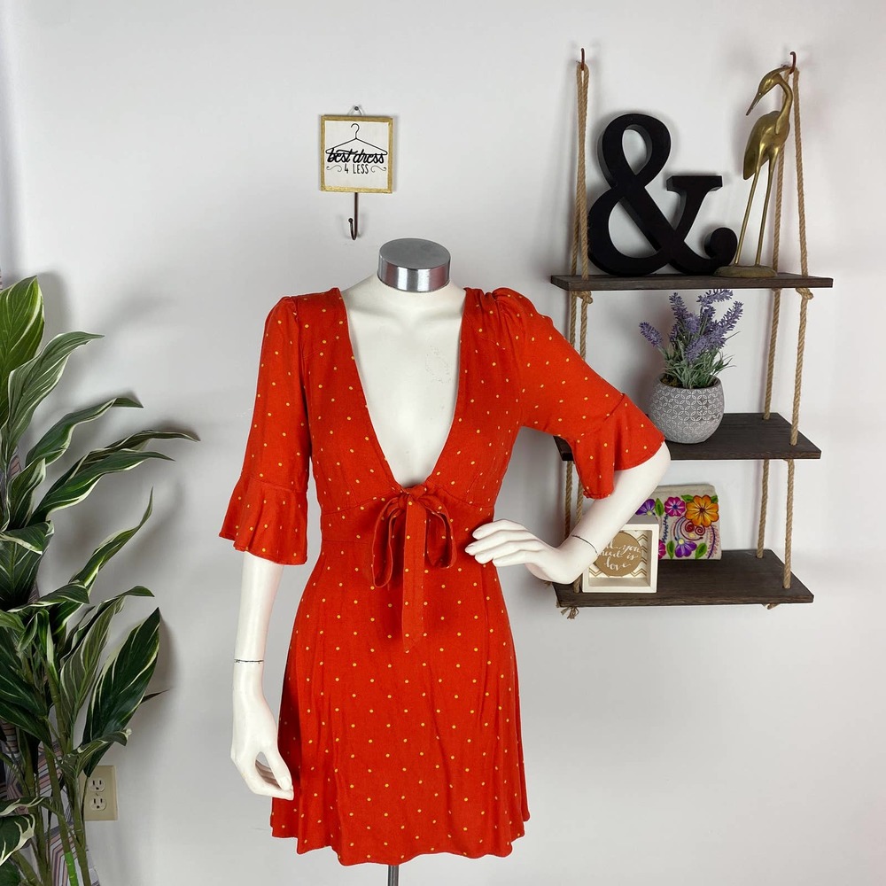 Free People All Yours Tie Front Polka Dot Dress